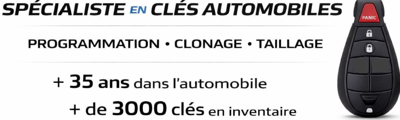 Spécialiste en clés automobiles : programmation, clonage et taillage. Plus de 35 ans dans l'automobile et plus de 3 000 clés en inventaire.